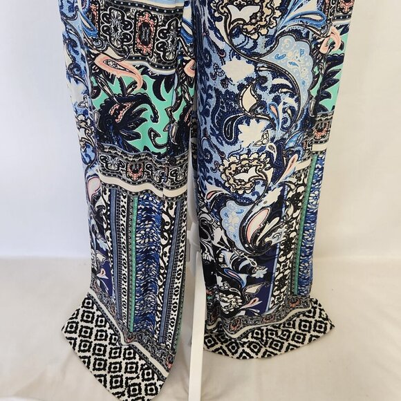 Chicos Women 1/8-M Paisley Floral Artisan Pull On Wide Leg Palazzo Pants Boho - Picture 4 of 11